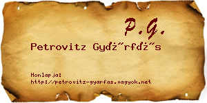 Petrovitz Gyárfás névjegykártya